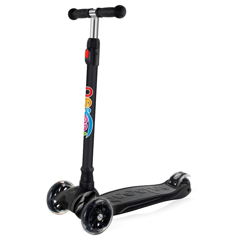 Beleev Scooters for Kids 3 Wheel Kick Scooter for Toddlers Girls & Boys, 4 Adjustable Height, Lean to Steer, Extra-Wide Deck, Light Up Wheels for Children from 3 to 14 Years Old Black