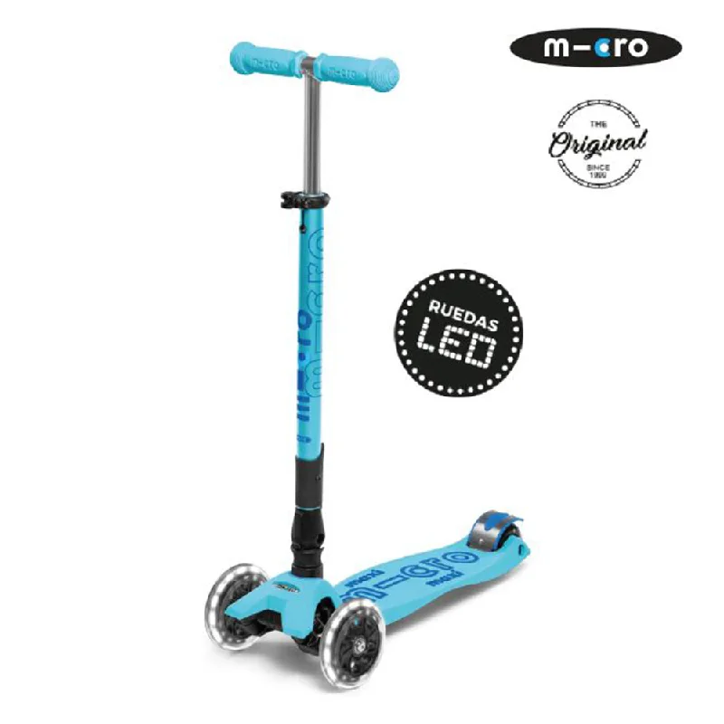 Scooter Maxi Deluxe Plegable LED Aqua