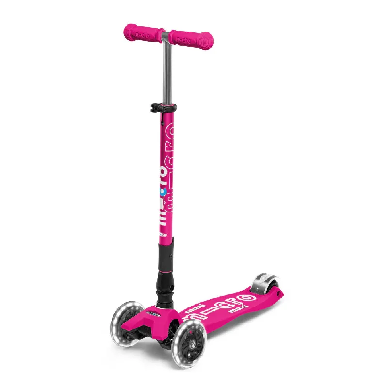 Scooter Maxi Deluxe Plegable LED Rosado