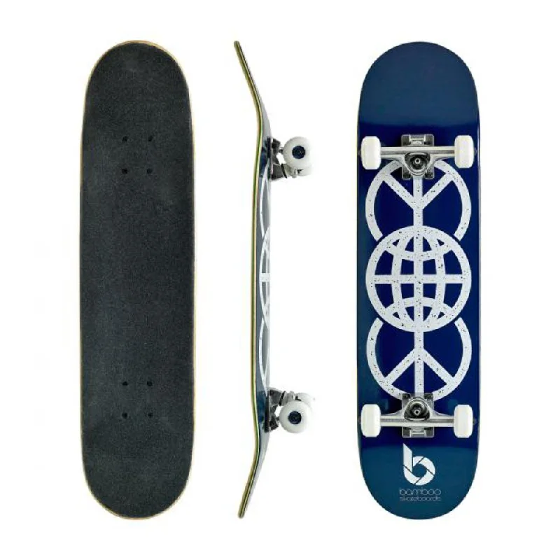 Blue World Peace Graphic Bamboo Skateboard