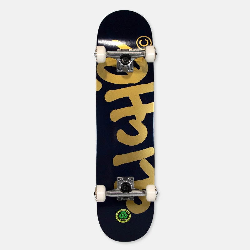 Cliche - 7.5" Handwritten First Push Complete Skateboard - Navy / Gold