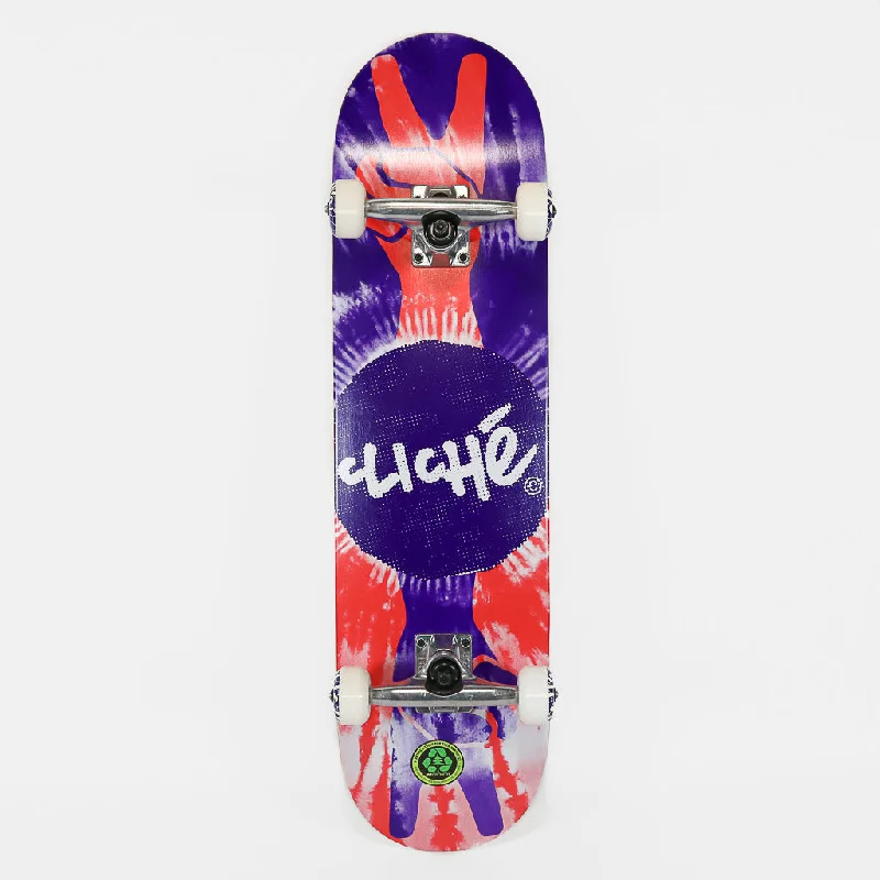 Cliche - 8.0" Peace First Push Complete Skateboard - Purple / Red