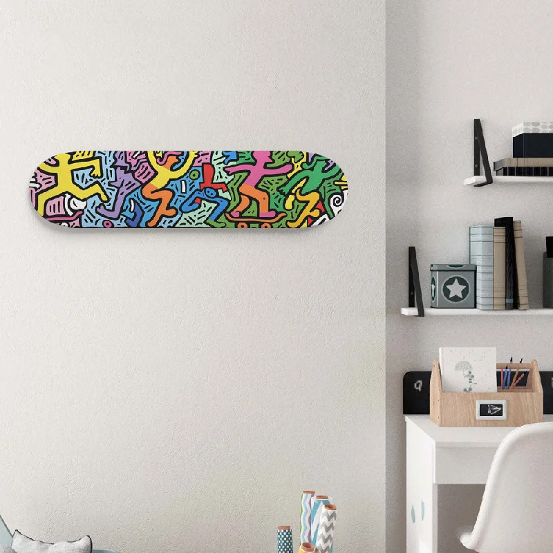 Dancing Joyful Skateboarders 8.25" Skateboard or Wall Artd