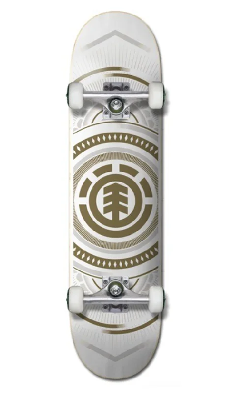 Element Hatched White/Gold Skateboard 8.0in