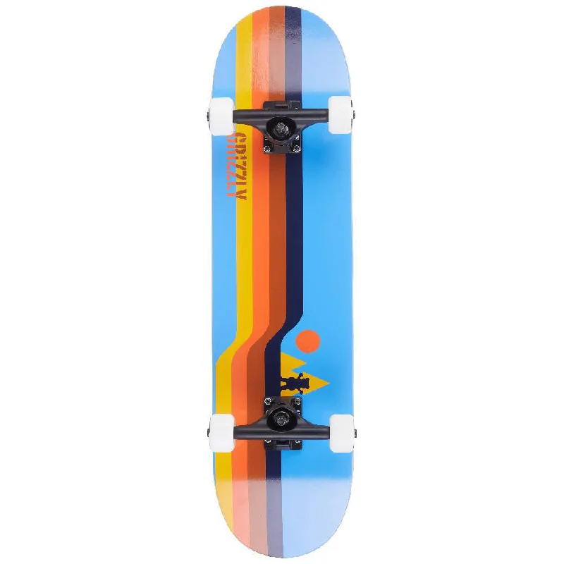 Grizzly Retro Lines Blue 7.88" Complete Skateboard