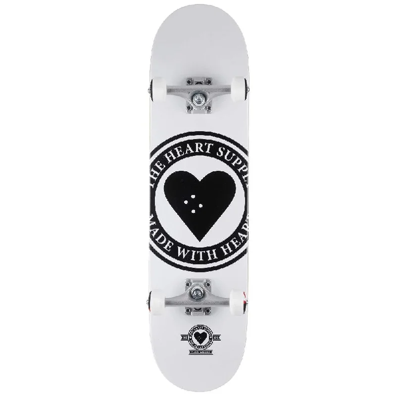 Heart Supply Badge Logo White 8.0" Skateboard