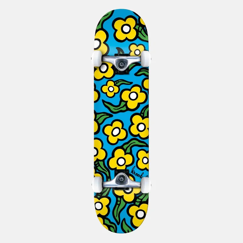 Krooked Skateboards - 8.0" Wild Style Flowers Complete Skateboard - Light Blue / Yellow