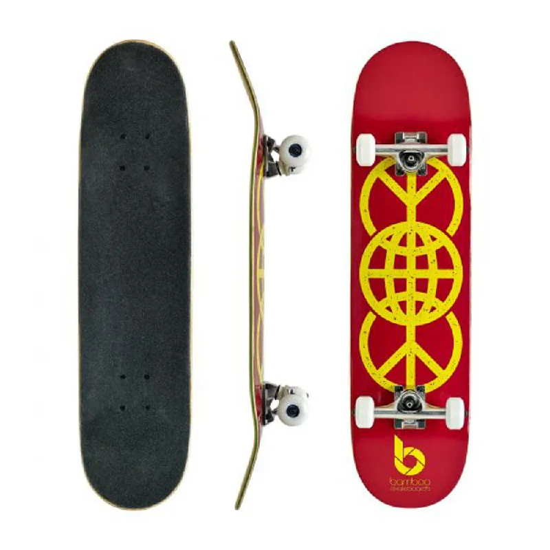 Red World Peace Graphic Bamboo Skateboard