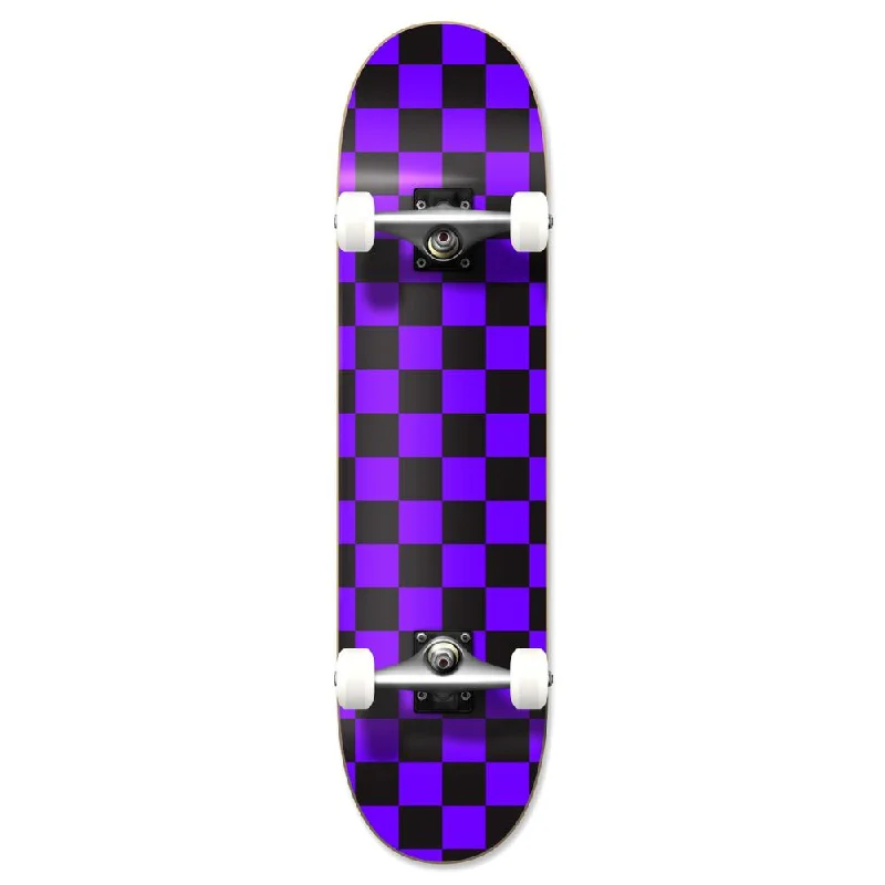 Yocaher Graphic Complete Skateboard - Checker Purple